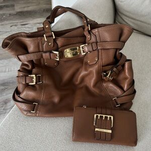 Michael Kors Brown Leather Hobo Bag and Wallet
